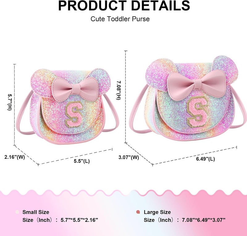 Iqimott Toddler Purse Girl Wallet for 2-10 Year Old Birthday Gift, Personalized Kids Little Mouse Ear Bow Crossbody Shoulder Purse - Image 2